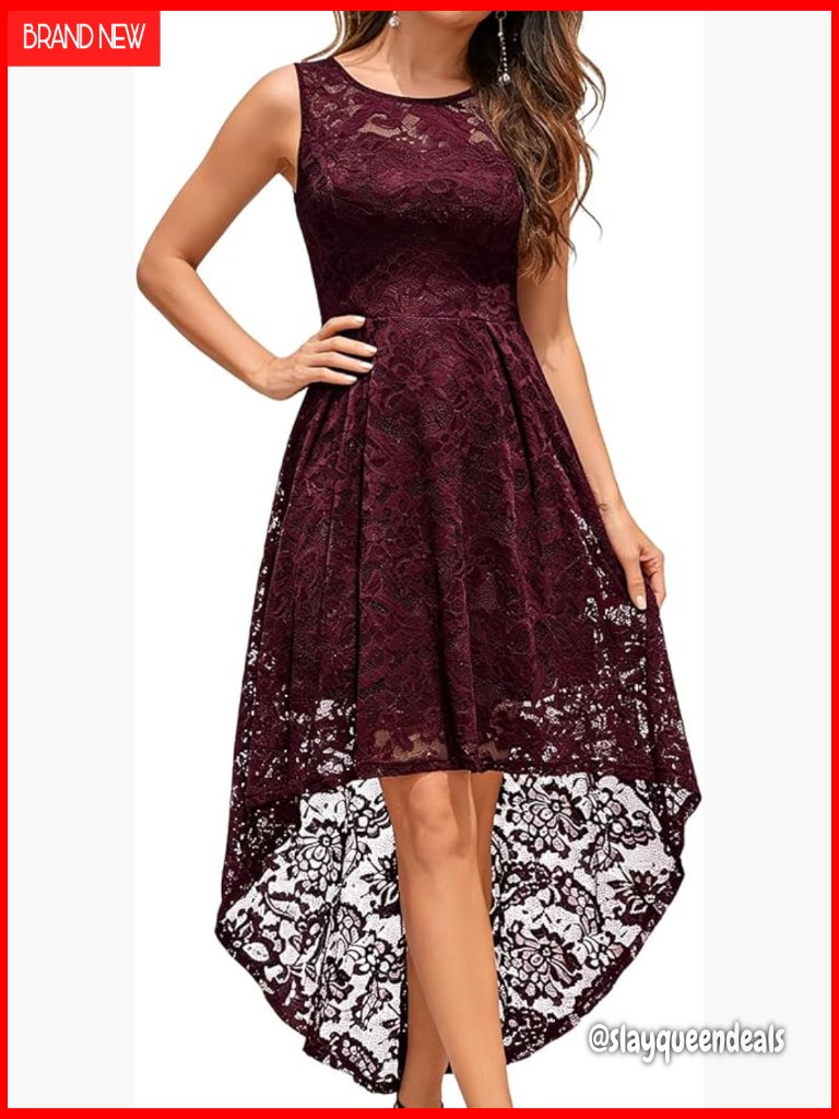 Floral Lace Hi-Lo Wedding Guest Dress For Women